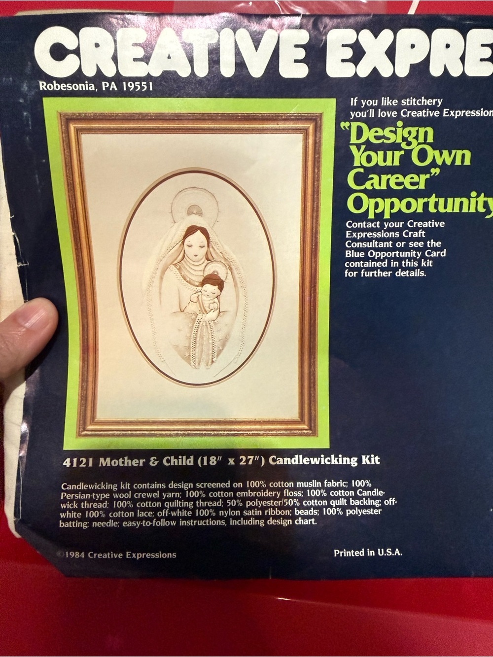 Vintage Creative Expressions Mother Child Candlewicking Embroidery Kit 1984 USA